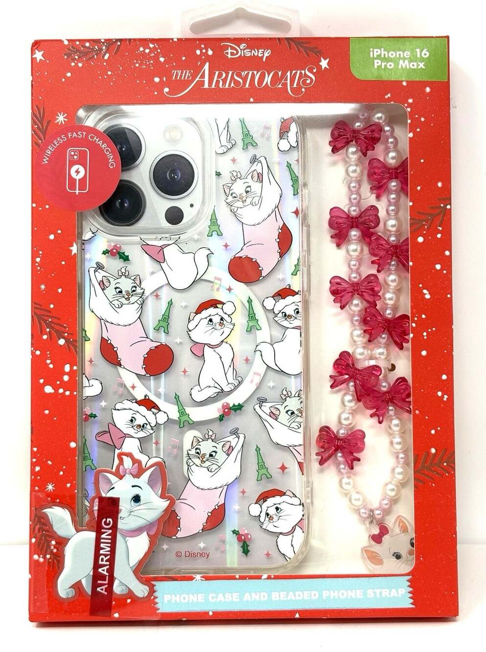 Disney Marie Aristocats Skinnydip iPhone 16 Pro Max Case Beaded Strap Christmas